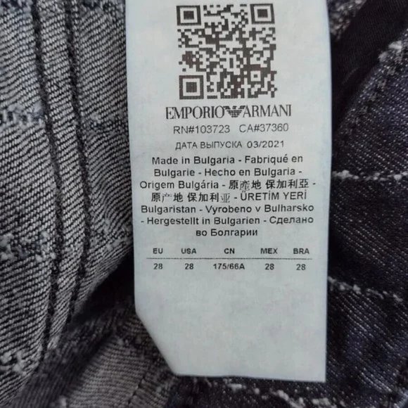 Emporio Armani JO4 Striped Needle Punched Denim Jeans Blue Regular Fit Sz 28 - Picture 8 of 13